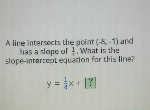 A line intersects the point (-8, -1) and has a slope of . What is the slope-intercept equation for
