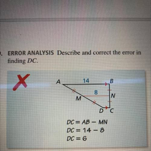 Describe and correct the error in finding DC