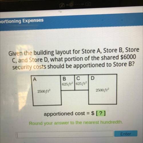 What portion of shared $6000 security costs should be apportioned to store B?