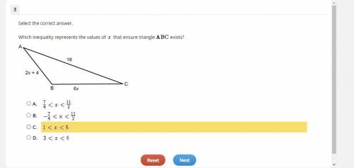 Which inequality represents the values of X that ensure triangle ABC exists?