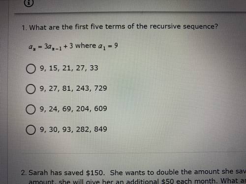 What are the first five terms of the recursive sequence