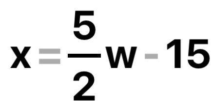 Consider equation 2x+7=5w-23