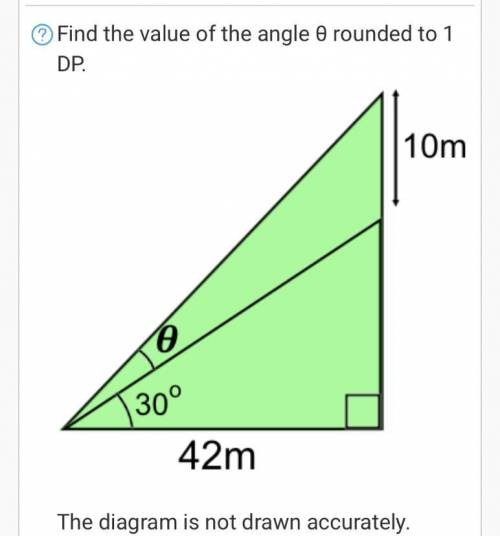 Find the value of the angle θ rounded to 1 DP.
The diagram is not drawn accurately
