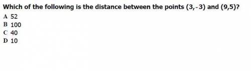 Which of the following is the distance between the points (3 -3) and (9 5)