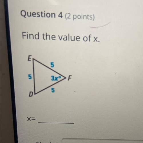 Find the value of x and show work