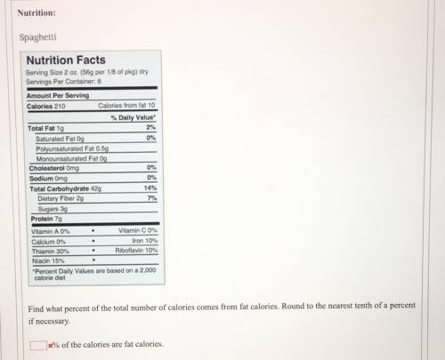 So for this problem what I did was I divided 210 (the total number of calories) / 10 (calories from