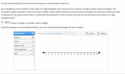 Use the drawing tool(s) to form the correct answers on the provided number line.

Eric is designin
