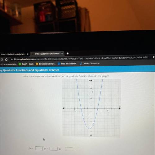 What is the equation, In factored form, of the quadratic function shown in the graph?