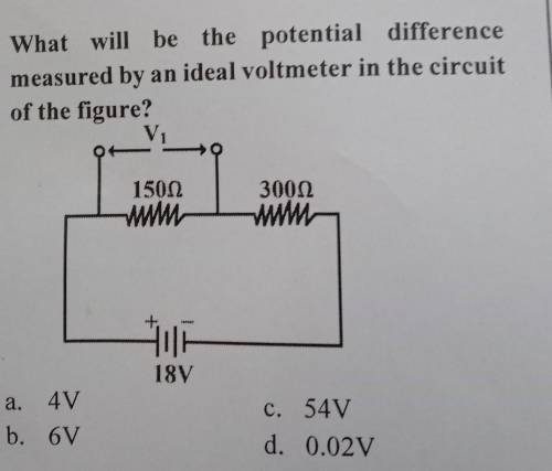 What will be the potential difference measured by an ideal voltmeter in the circuit of the figure?​