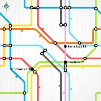 This is a map of the Santiago subway. Write a paragraph giving directions to a friend who has to go