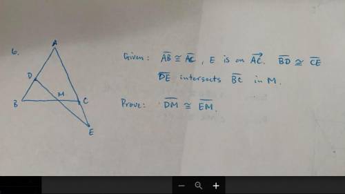 How do you prove line segment DM is congruent to line segment EM?