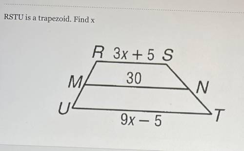 RSTU is a trapezoid. Find x
