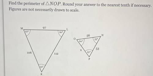 Find the perimeter of ΔNOP. Round your answer to nearest tenth if necessary. Figures are not necess