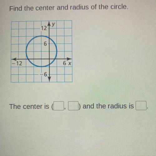 Find the center and radius of the circle. Help !!