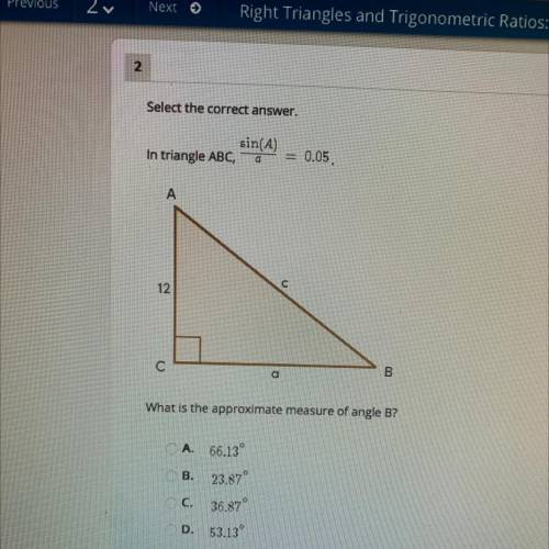 What is the appropriate measure of angle B?