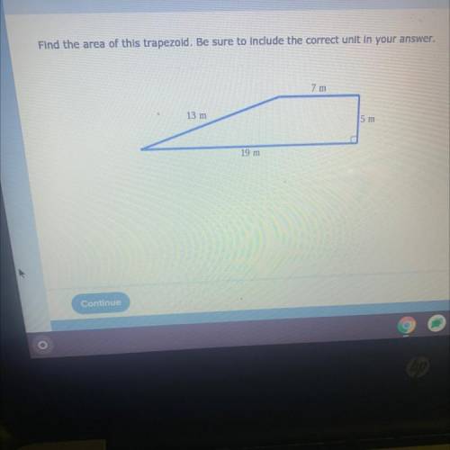 Find the area of this trapezoid be sure to include the correct unit in your answer