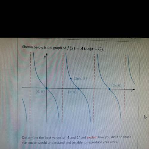 Determine the best values A and C and explain how you did it so that a

classmate would understand