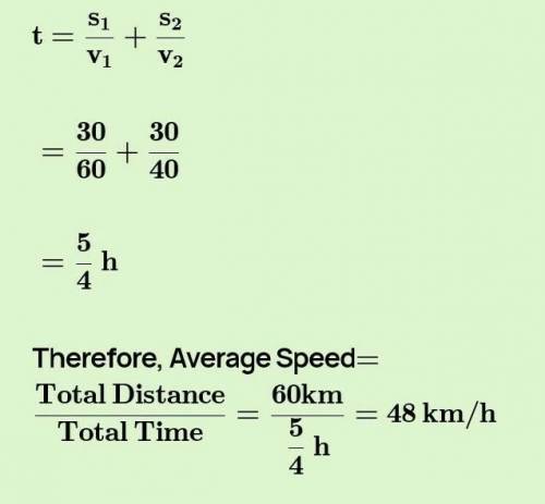 A man drove 60 km at 30 km/h, 60 km at 40 km/h and 60 km at 50 km/h. What was his average speed for