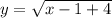 y =  \sqrt{ x - 1 + 4}
