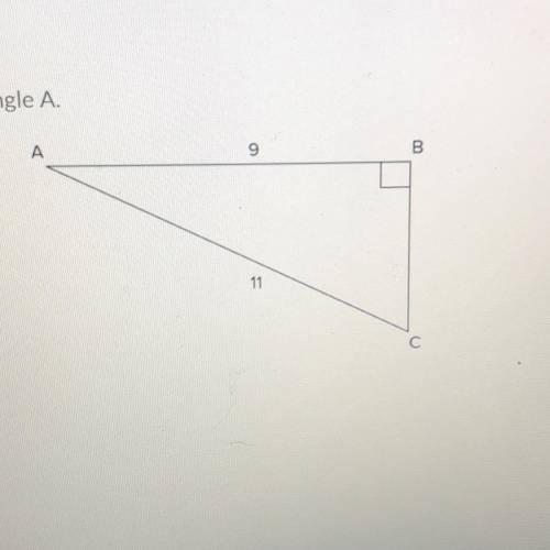 Find the measure of angle A.
54.99
35.1°
50.7°
39.3°
