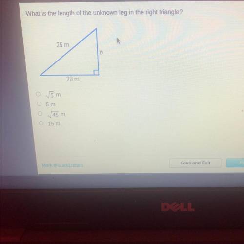 What is the length of the unknown leg in the right triangle…?