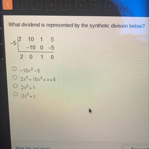 What dividend is represented by the synthetic division below?
