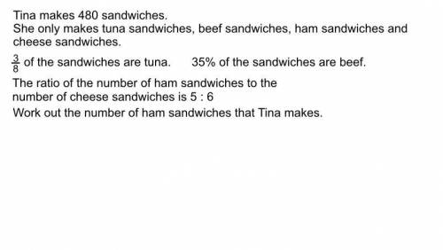 Work out the number of ham sandwiches Tina had