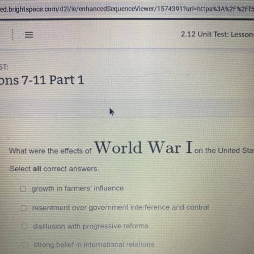 What were the effects of World War I on the United States?

Select all correct answers.
growth in