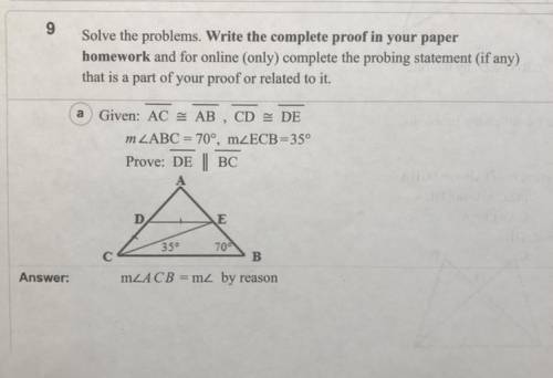 solve the problem. write the complete proof in your paper homework and online (only) complete the p
