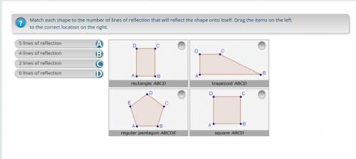 Match each shape to the number of lines of reflection that will reflect the shape onto itself. Drag