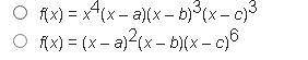 Let a, b, and c be real numbers where a = b =c = 0. Which of the following functions could represen