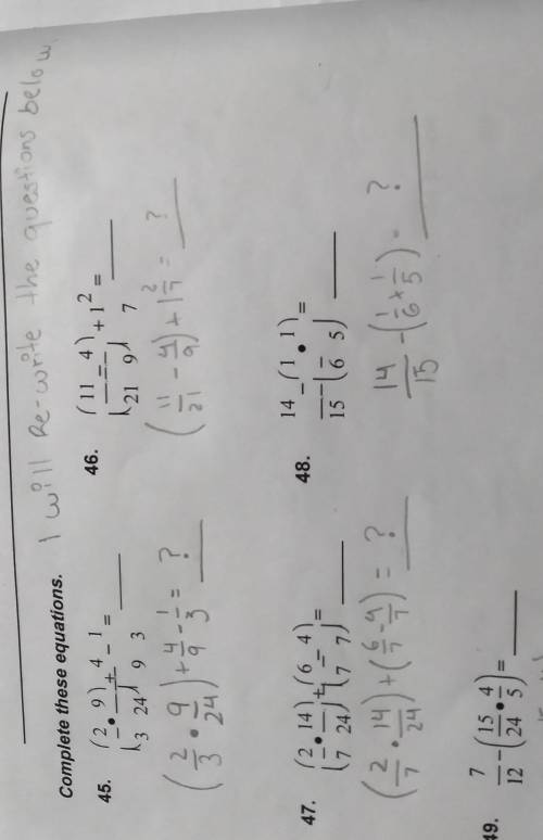 please help me solve the equations, I re-wrote the question under each of them so you can read it b