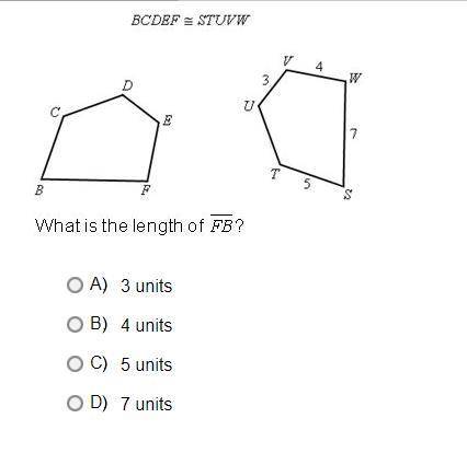 What is the length of FB? 3 units 4 units 5 units 7 units