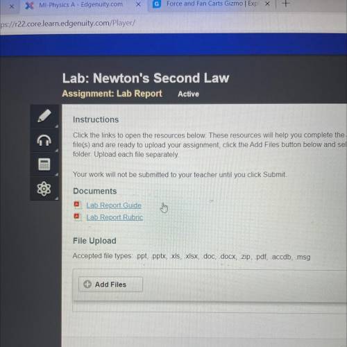Newtons second law lab report link