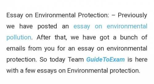 Essay about (Let's Protect Out Environment).200 Words needed.​