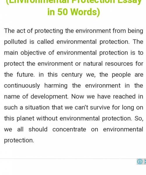 Essay about (Let's Protect Out Environment).200 Words needed.​