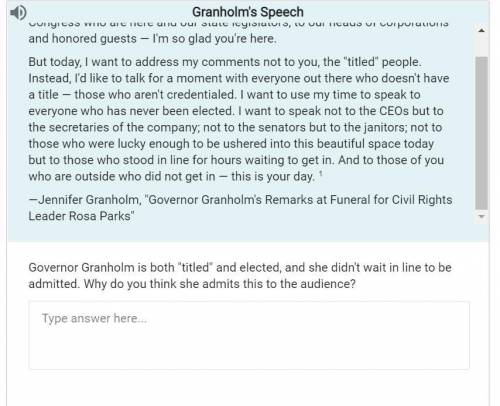 Governor Granholm is both titled and elected, and she didn't wait in line to be admitted. Why do