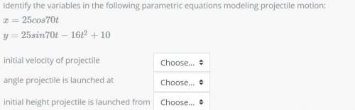 Identify the variables in the following parametric equation modeling projectile motion