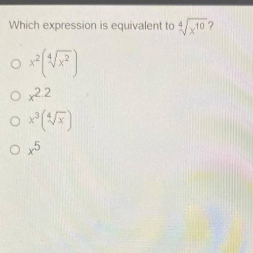 Which expression is equivalent to 4/310 ?
OxVP
0 2.2
3
O x5
