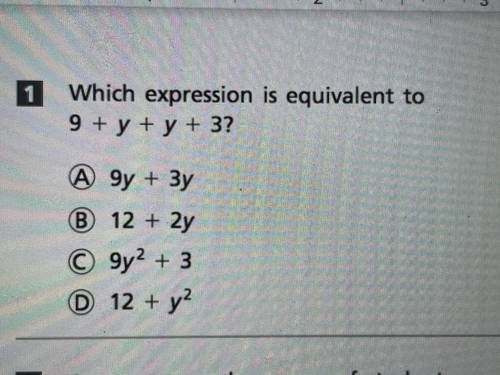 Which expression is equivalent to 9+y+y+3