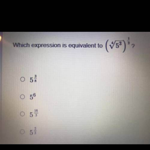 Which expression is equivalent to (4 square root 5 to the power of 3) to the power of 1/2
