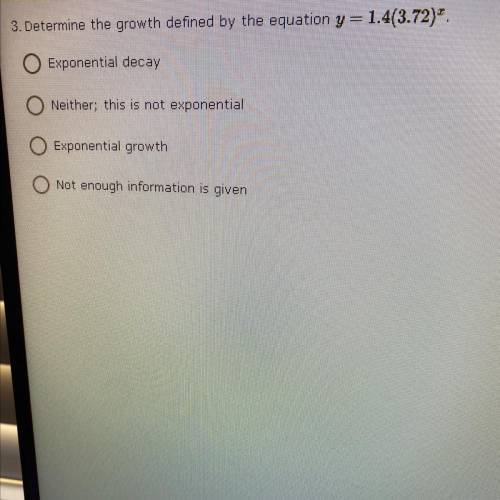Determine the growth given by the equation y=1.4(3.72)^x