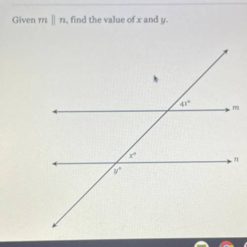 Given m || n, find the value of x and y.