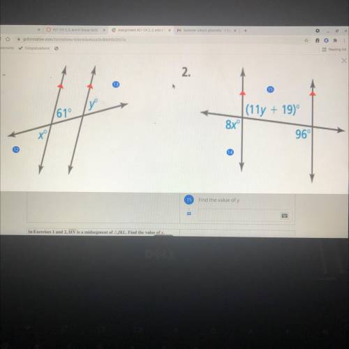 Can you help me find the value of x and y for both