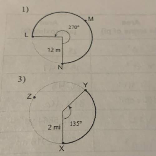 Find the circumference of the circle. Then, find the length of each bolded arc. Use appropriate not