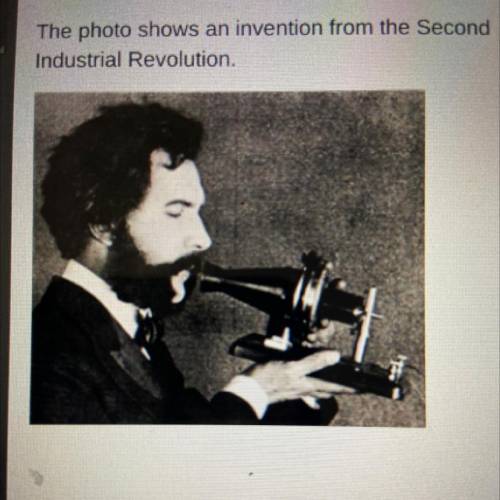 Which invention does the photo show?

O the alternating current engine
O the telephone
O the teleg