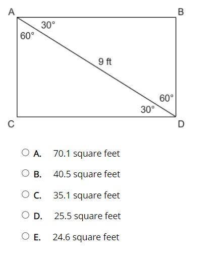 Rounded to the nearest tenth, what is the area of rectangle ABDC?