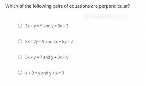 Which of the following equations are perpendicular