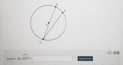 In circle N with m<MQP=15° , find the angle measure of minor arc MP​