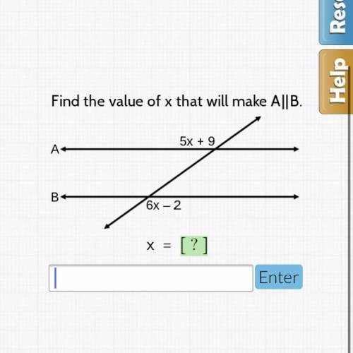 Find the value if x that will make A||B
